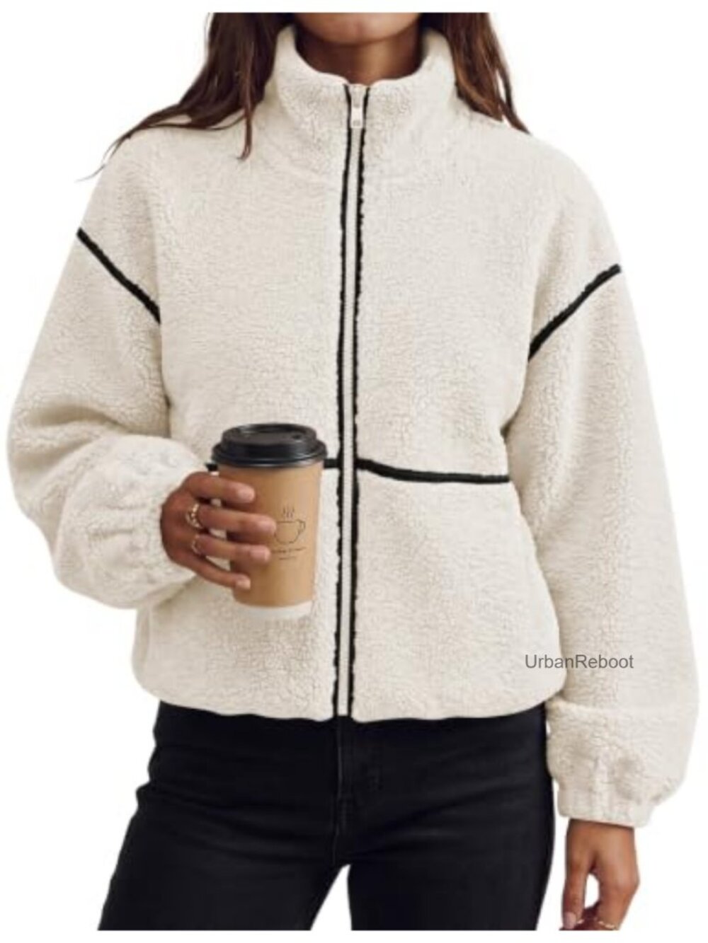 Sherpa Fleece Zip Up Oversized Winter Coat Warm Jacket